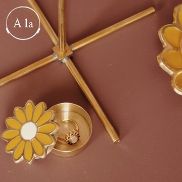 A la Collection 珐瑯陶瓷小花迷你收納盒-黃