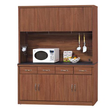 Boden-雷倫5.3尺工業風黑色石面收納高餐櫃/碗盤櫃/電器櫃(上座+下座)