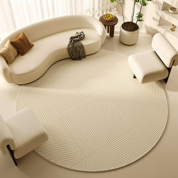 侘寂風圓形客廳大面積耐臟地毯臥室隔涼防滑大地毯家用水晶絨地毯[DD190109]