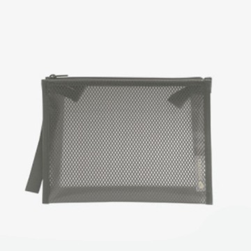 韓國 byfulldesign - (防水)韓製手拿立體梯形化妝包-墨灰 (220x165x60mm)