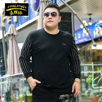 特大碼男裝胖子衛衣 秋冬寬松套頭圓領加肥加大碼男士外套超大號