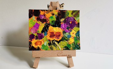 三色堇繪畫花卉藝術原創藝術油畫花卉藝術品