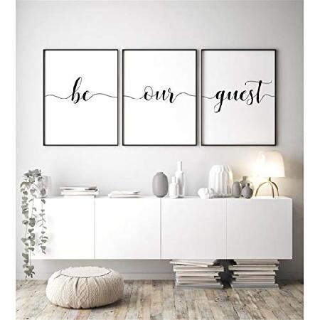 NATVVA Canvas Painting Pieces Be Our Guest Sign Wall Art Posters Prints Gift Artwork for Guest Room Farmhouse Decor with Inner Frame