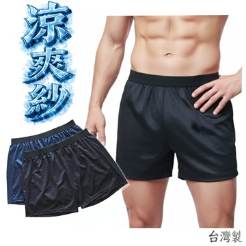 台灣製造 吸濕排汗紗男生平口褲  男生內褲 涼感快乾 彈性透氣 機能男內褲 涼爽紗 台灣製男四角褲