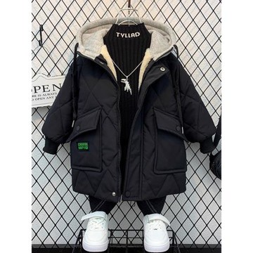 男童冬裝棉服2024新款洋氣兒童冬季派克服小男孩加絨加厚棉衣外套