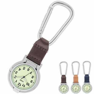 ルーペ付カラビナウォッチ  (キーホルダー 時計 携帯ウォッチ 蓄光時計 キーホルダー型時計 携帯ルーペ 携帯時計メンズ レディース キッズ バック取手 ループ)