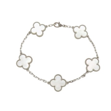 Van Cleef & Arpels 梵克雅寶 18K白金 珍珠母貝 Vintage Alhambra 手鍊 VCARF48400 【二手名牌BRAND OFF】
