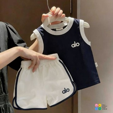 兒童夏季衣服無袖背心運動套裝男童百搭超萌夏裝穿外休閒套裝男童夏季百搭休閒套裝 男童洋氣薄款兩件套 男童潮流舒適組合裝男童