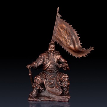 銅藝鋪旗開得勝擺件辦公室關羽銅關公裝飾品家居飾品銅看書關公