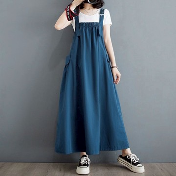 中大尺碼 吊帶裙 雙口袋純色減齡吊帶裙【063254】MAY21｜3色 現貨+預購 19LADY