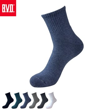 【BVD】氣墊男1/2襪-麻灰藍 B653 毛巾底 運動襪 休閒襪 男襪 襪子