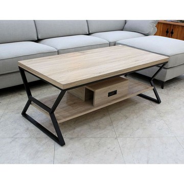 【歐風別館】麥肯仿古梧桐色黑鐵茶几【工業風~桃園免運費】