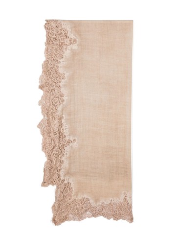 Faliero Sarti - floral-lace detail scarf - women - Polyester/Wool/Silk - One Size - Neutrals