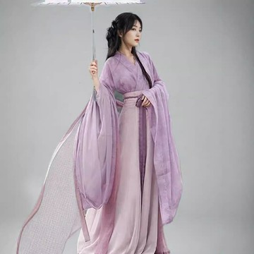 【超仙魏晉風】漢服女裝 古裝 八破裙 交領襦裙 古風套裝 紫色漸變 春秋款 成人款 仙氣飄逸 拍照出遊必備
