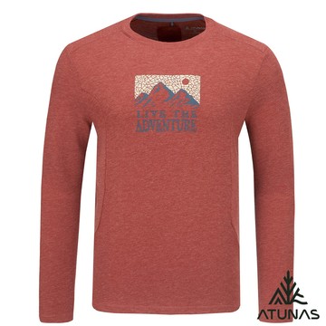 【ATUNAS 歐都納】男款羊毛長袖T恤A1TS2543M磚紅