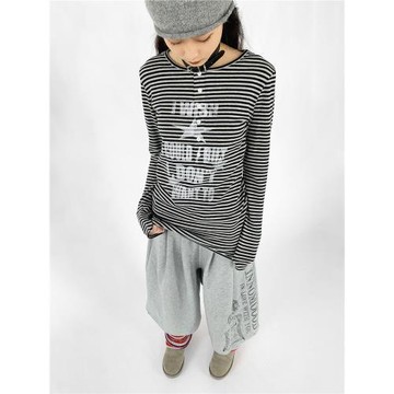 innomoood 條紋印花星星長袖T恤一衣多穿吊帶中長彈力Y2K辣妹內搭