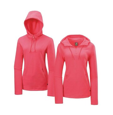 【【蘋果戶外】】山林 42F18 38 玫紅 女 刷毛保暖連帽上衣 半門襟 立領長袖排汗衣 秋冬保暖登山 秋冬 Mountneer