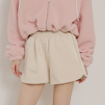 啞光霧面皮短褲-杏【KT201459】