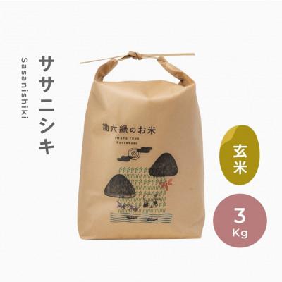 ふるさと納税 遠野市 令和5年産 新米 先行受付 ササニシキ 玄米 3kg  栽培期間中農薬不使用