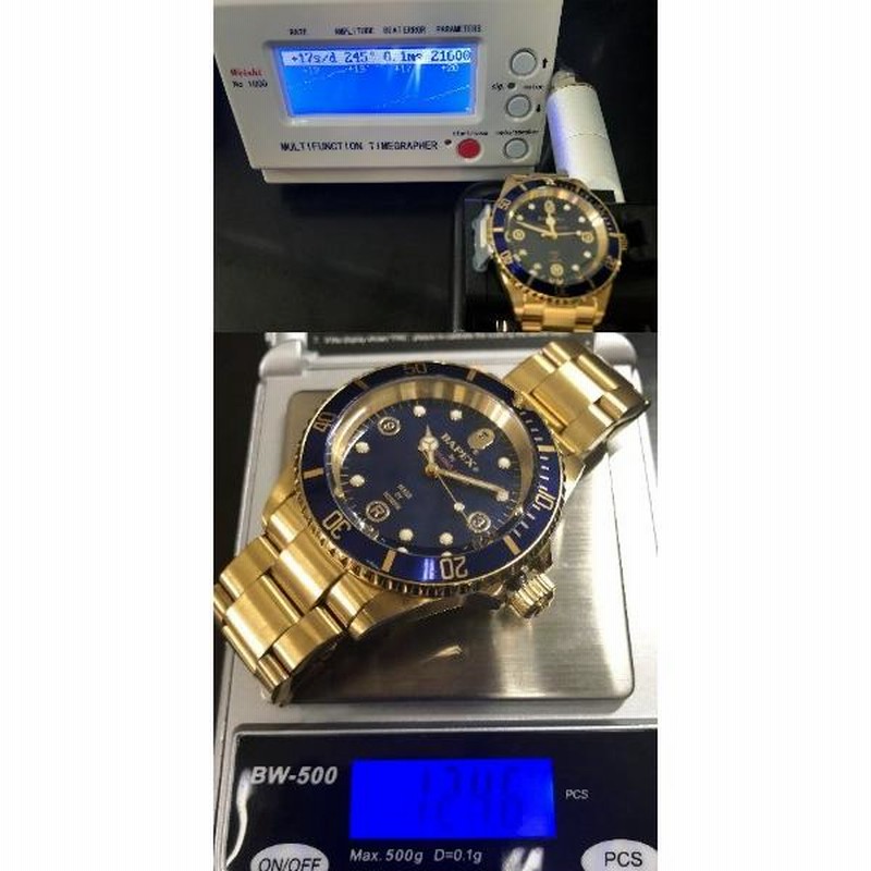 A BATHING APE アベイシングエイプ BAPEX ベイペックス 青 サルマリーナ GOLD 自動巻き腕時計 | LINEショッピング