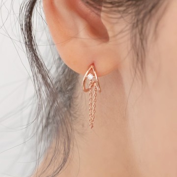 雙圈星鏈925銀針耳環-A10586