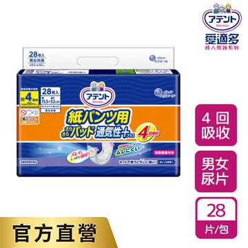 日本大王Attento愛適多 貼合超安心褲型專用尿片_4次吸收 (28片/包 包購)