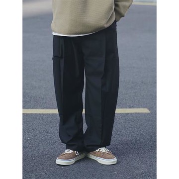 REBIRTH雙褶休閑西褲寬松廓形百搭舒適褲微胖男速干褲春夏秋長褲