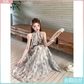 台灣免運🎀國風無袖掛脖上衣半身裙新中式套裝女夏季通勤時尚寬松顯瘦兩件套