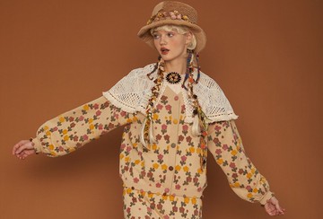 【歐式復古】 立體花朵/寬鬆針織開衫