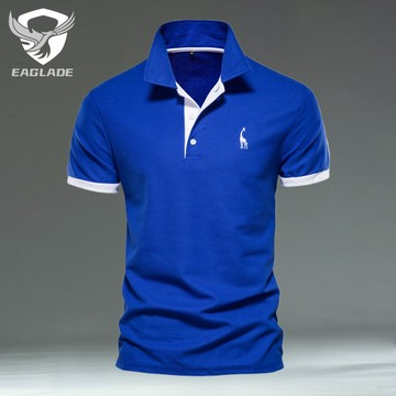 EAGLADE 寶藍色 K11 男士透氣 T02 領男士 Polo T 恤