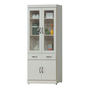 文創集 盧班2.7尺開門雙抽書櫃-80x33x180cm免組