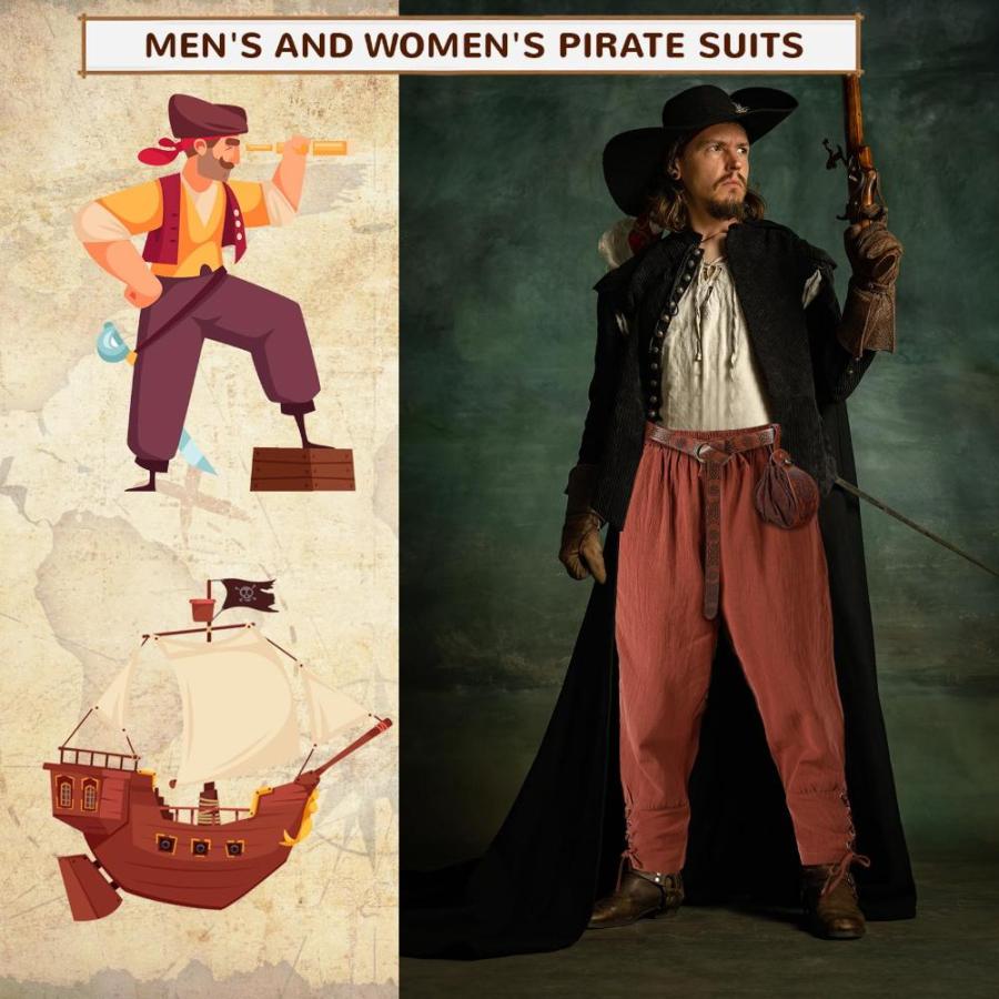  Ramede 4 Pcs Women Pirate Costume Set Renaissance