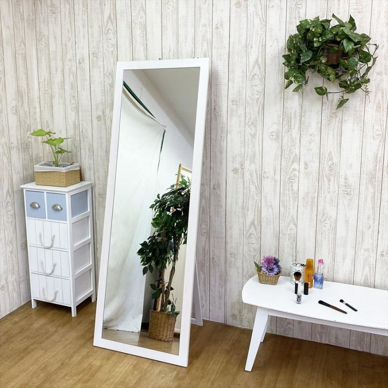 アンティーク スタンドミラー ビンテージ 扉付き 姿見 全身鏡　ホワイト アンティーク スタンドミラー ビンテージ 扉付き 姿見 全身鏡 ホワイト