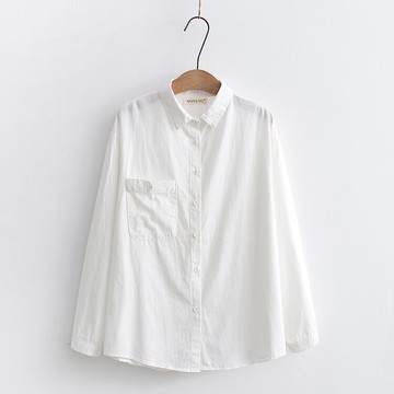 早春新款寬松長袖襯衫女百搭休閑白色襯衣通勤疊穿內搭打底衫上衣