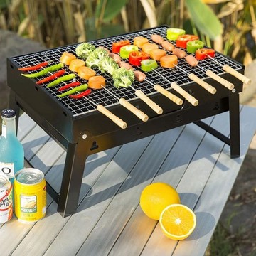 🔥臺灣出貨🔥燒烤架 戶外木炭燒烤爐子 家用便攜BBQ加厚烤肉箱全套工具3一6人