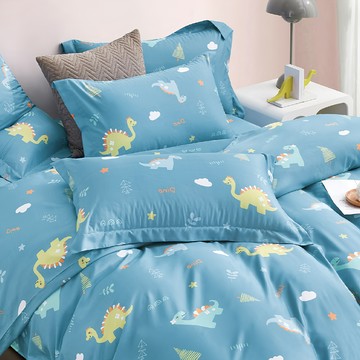 FOCA 吸濕排汗天絲6件式兩用被舖棉床罩組  床包 + 兩用被 + 枕套組  加大  恐龍世界