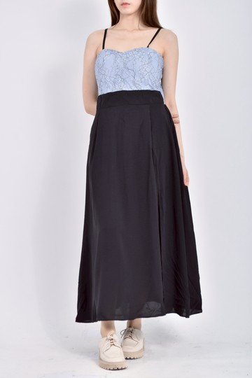 (S) wy fashion質感蕾絲細肩帶黑色洋裝