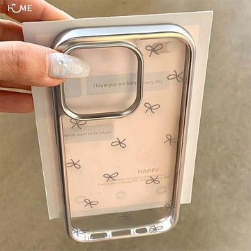 簡筆線條蝴蝶結iPhone17/16/15/14手機殼13/12promax透明11/xs大孔8p