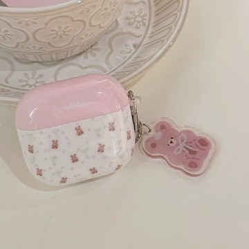 粉嫩少女心小熊蝴蝶結耳機套 適用airpod4耳機殼 蘋果耳機Pro/2/3代保護套 全系列適用
