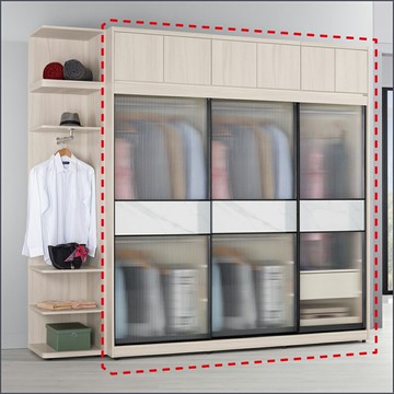 7尺被櫥式鋁框滑門(衣櫥+被櫃)二件式 收納衣櫃 玻璃門衣櫥【149A03815】Leader傢居館149-A214+A214+A210