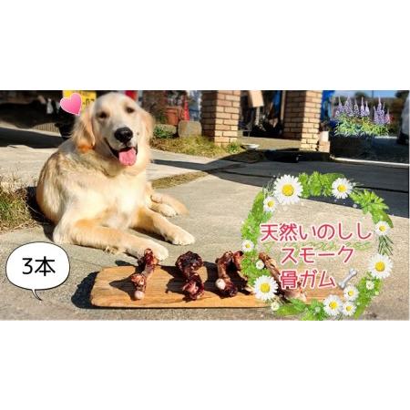 ふるさと納税 FB142_大型犬向け☆天然いのししのスモーク骨ガム3本