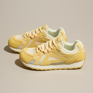 現貨免運 黃色阿甘女鞋 舒適慢跑鞋 日常上班鞋 透氣厚底百搭復古運動鞋 薄款休閒運動小白鞋 輕便軟底跑步鞋