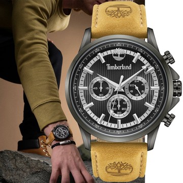 Timberland 天柏嵐 三眼計時 指針錶 石英腕錶-45mm黑色 TDWGF0054603