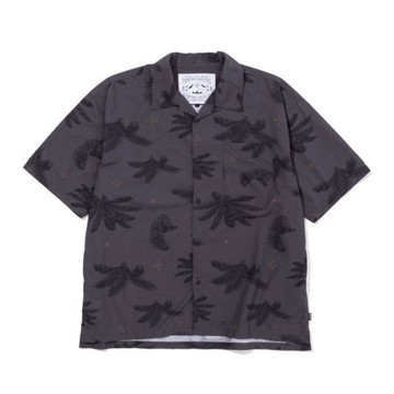 日本限定 POLER SHIRRING NYLON SHIRT 休閒印花襯衫 / 短袖襯衫 / 黑色印花