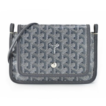 GOYARD PLUMET 經典LOGO翻蓋扁斜背包-深灰_廠商直送