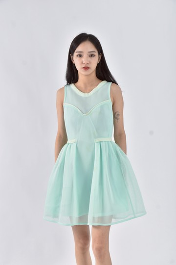 (S) jorya縮腰綠色洋裝