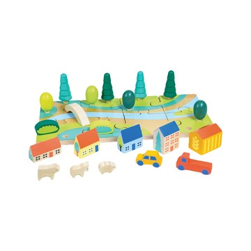 Mentari 美國 木製玩具 小小城鎮建構組