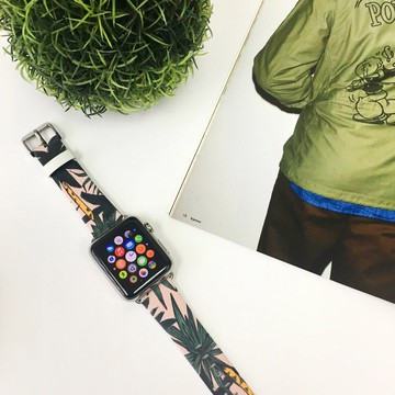 Apple Watch Series 1 - 5 粉紅色檀香山樹葉圖案 38 40 42 44 mm