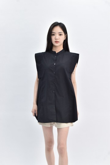 (L) urban research 棉質純棉排扣黑色上衣