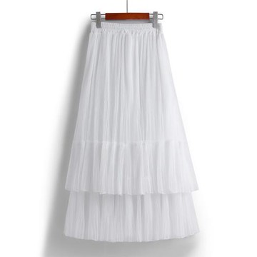 2025春夏高級感二層網紗半身蛋糕裙仙女百搭顯瘦蓬蓬百褶裙a字裙